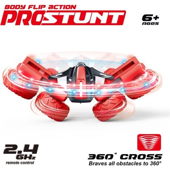 RC Rotating Stunt Cars Flowering Remote Control Cars Toys with Lights , Red - Picture 5 of 6